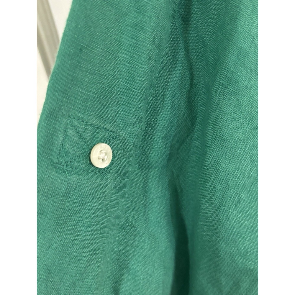 Lauren Ralph Lauren Women Green 100% Linen Button Up Shirt Lightweight M - Picture 8 of 8
